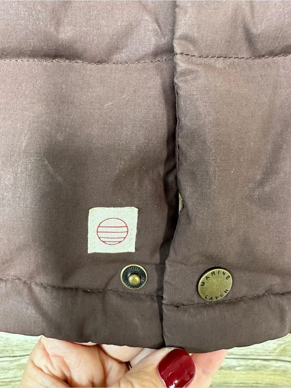 Marine Layer Pantoll Corduroy Vest size S brown puffer down